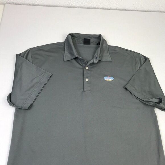 Dunning Golf Mens Polo Shirt Gray Button Up Logo Stretch Short Sleeve Size XL * - Picture 3 of 12